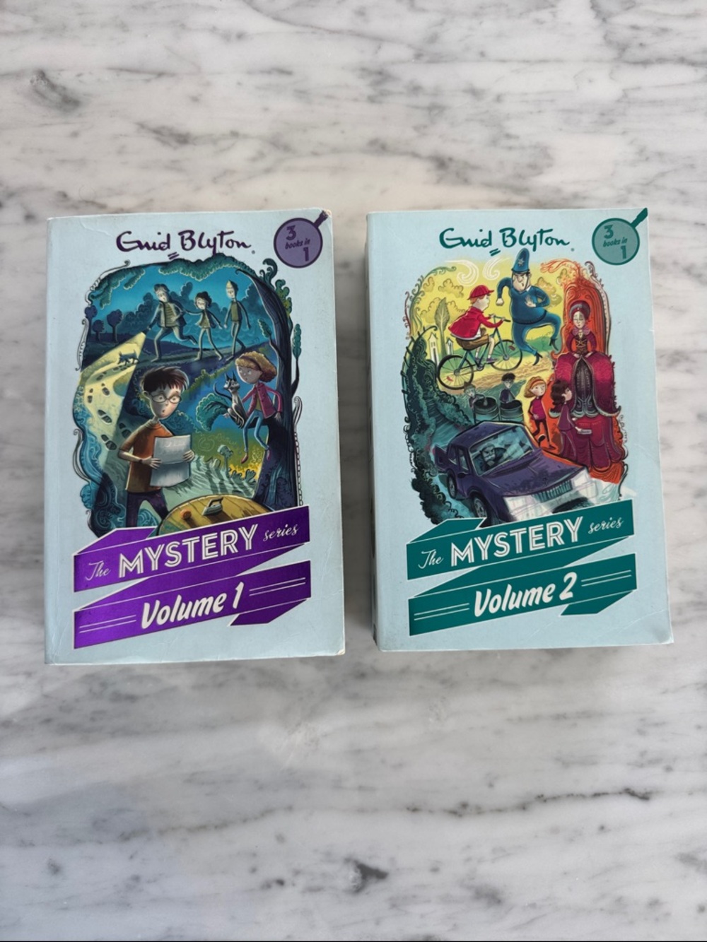 Enid Blyton The Mystery Series Volumes 1 & 2 - Teal and Purple Covers.